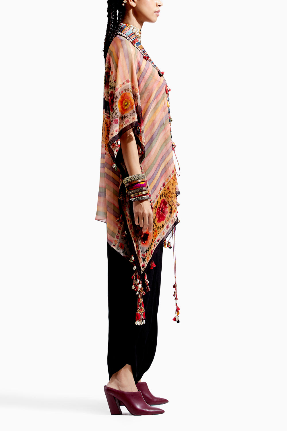 Stripe Multi Veni Dupatta Jacket Set