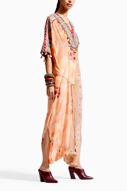 Peach Vayu Jumpsuit Kaftan
