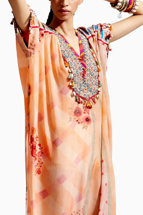 Peach Vayu Jumpsuit Kaftan