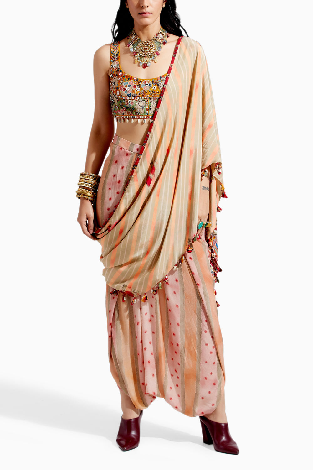 Peach Sadhavi Drape Saree