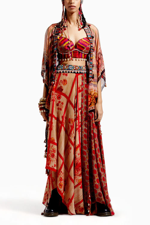Surmai Veni Dupatta Jacket Palazzo Set
