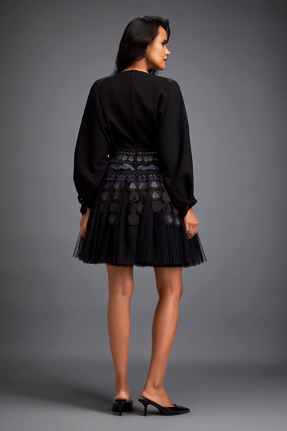 Black Top With High-Waisted Mini Skirt