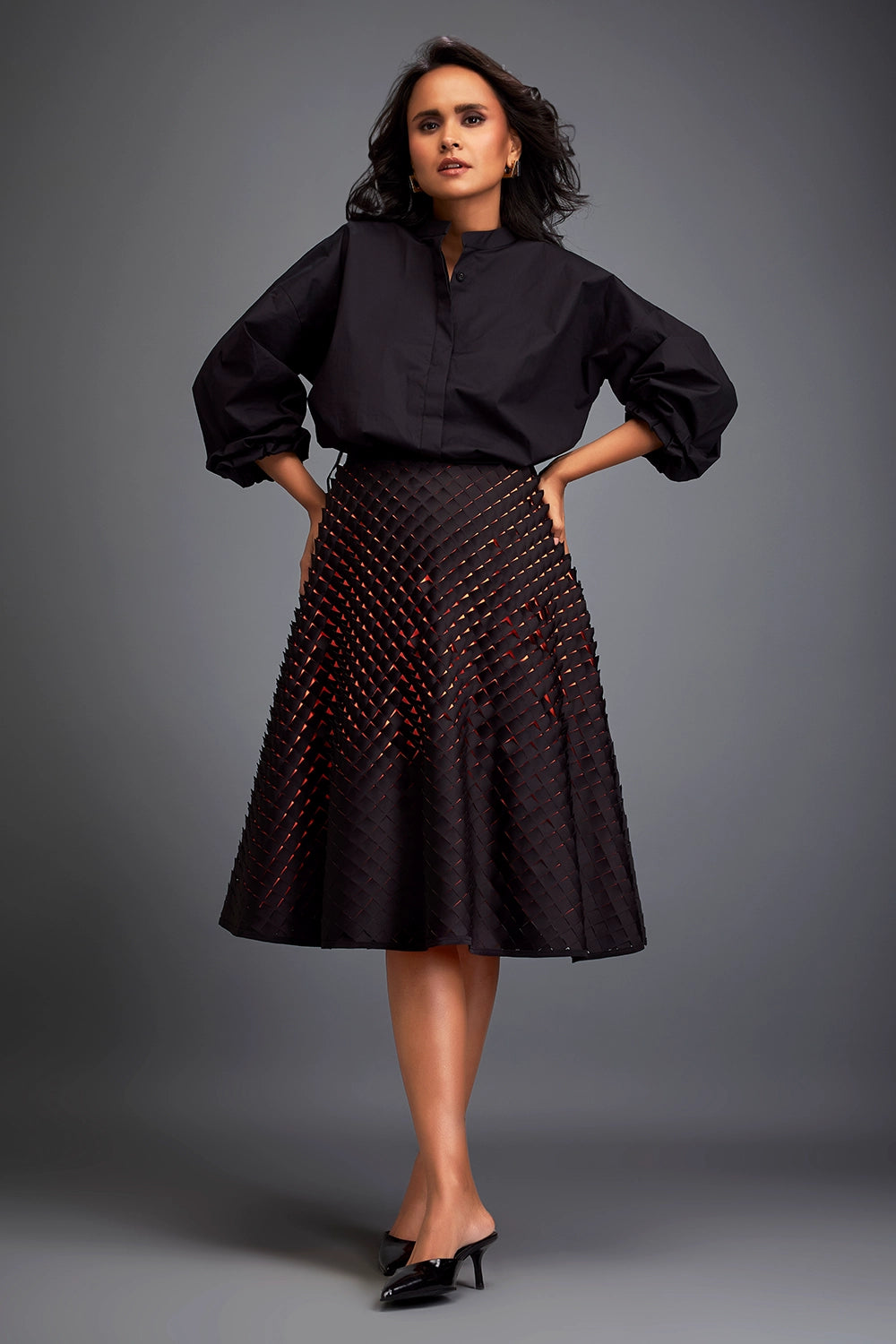 Black A-Line Voluminous Skirt