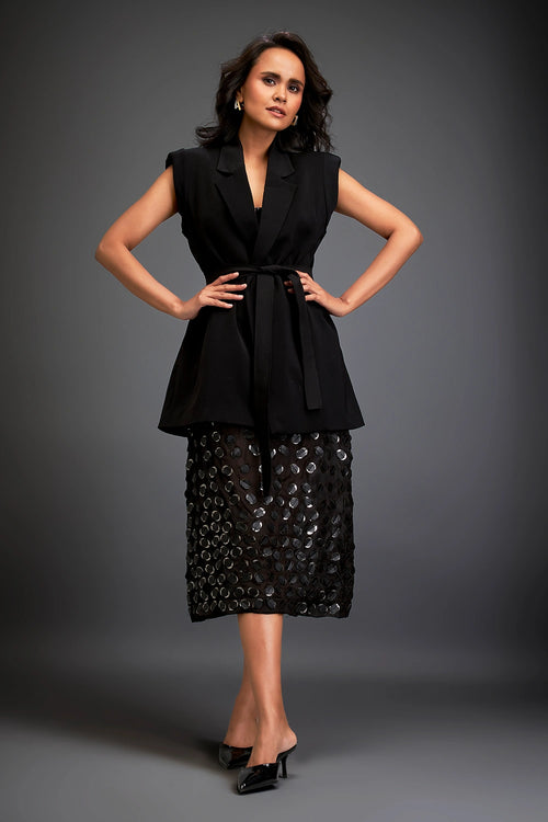 Black Gunmetal Glam Co-ord Set