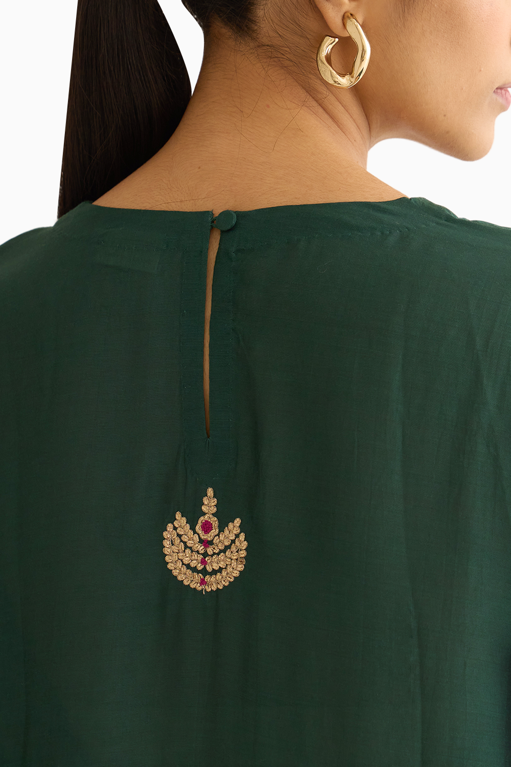 Ambily Deep Green Silk Kurta Set