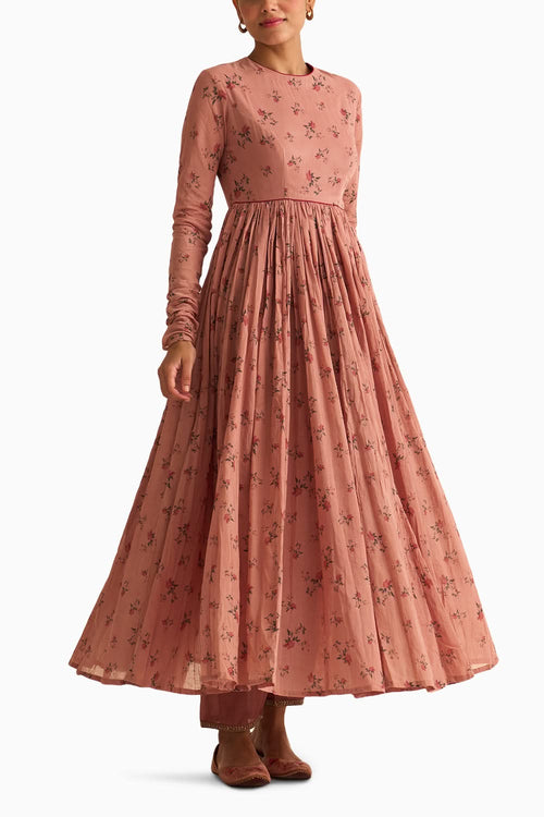 Chintz Old Rose Ghoomar Anarkali