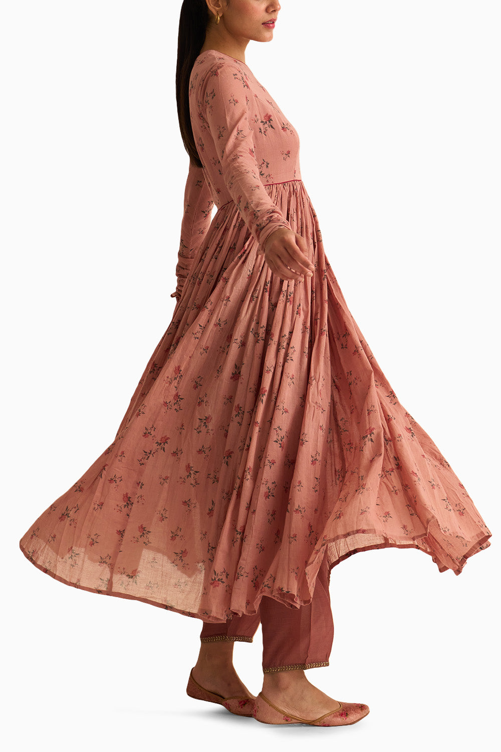 Chintz Old Rose Ghoomar Anarkali