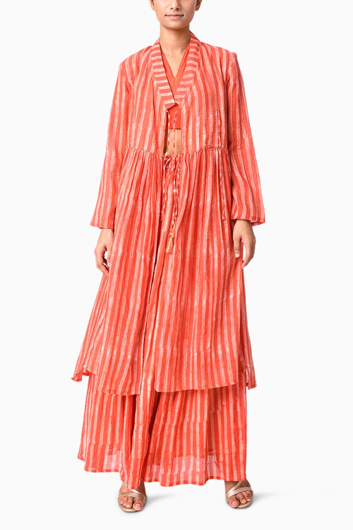 Wrap Tie Coral Shima Tama Co-ord