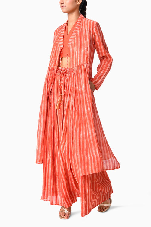 Wrap Tie Coral Shima Tama Co-ord