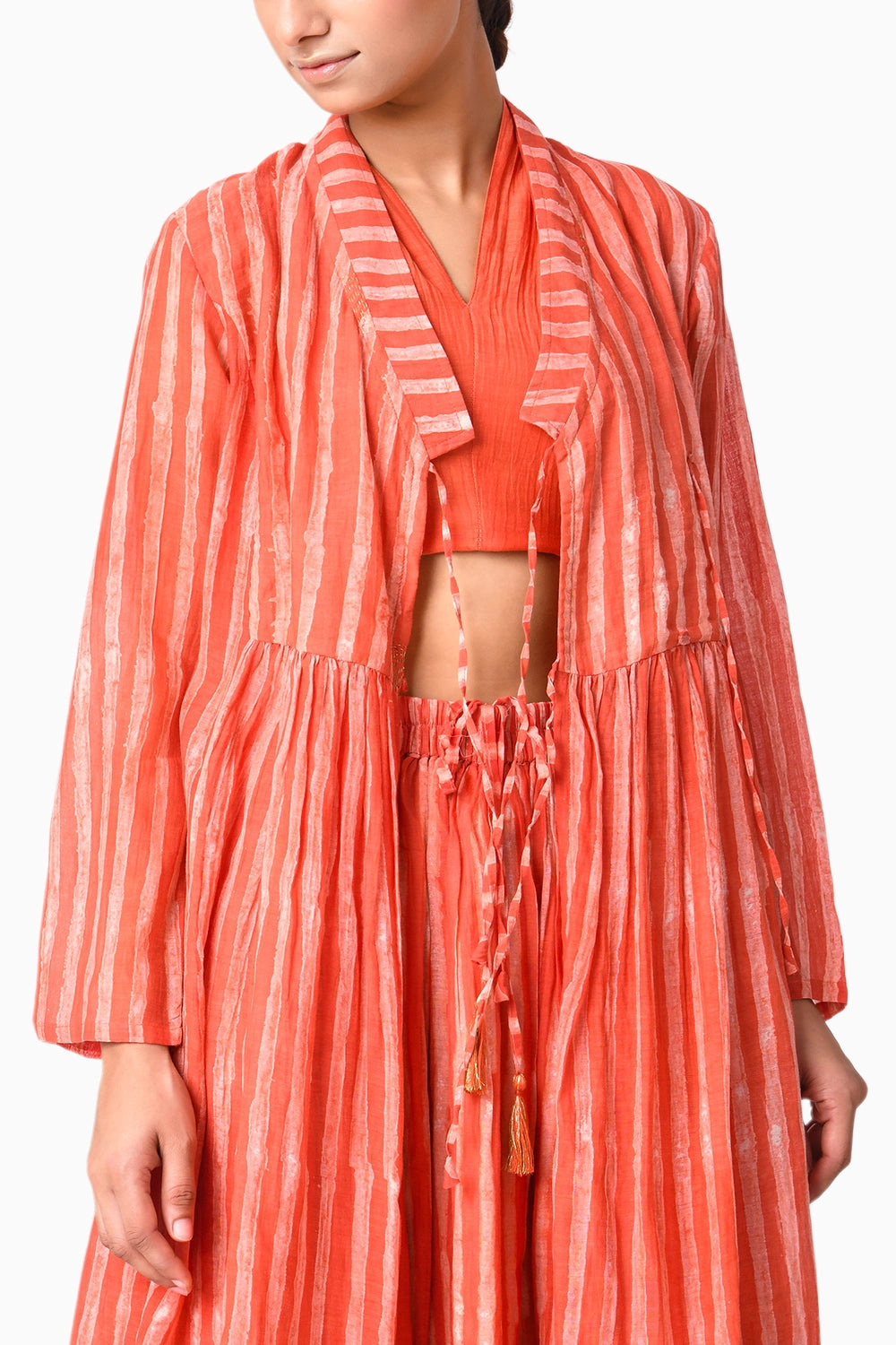Wrap Tie Coral Shima Tama Co-ord