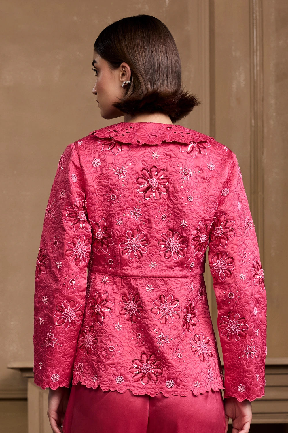 Fuchsia Metallic Quilted Jacket