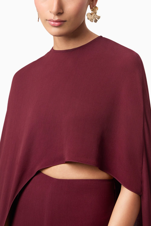 Wine Alaia Asymmetrical Overlay Top With Alaia Tailored Trousers