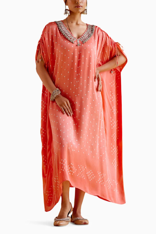 Dakshayani Peach Orange Kaftan