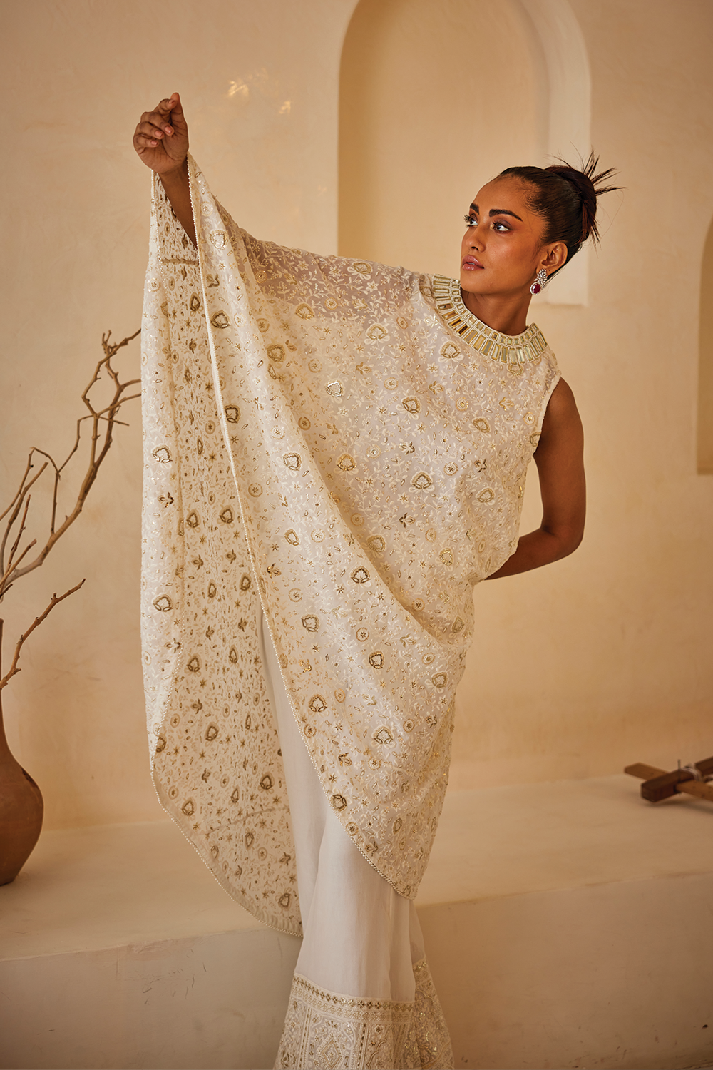 Chikankari Asym Cape with Palazzos