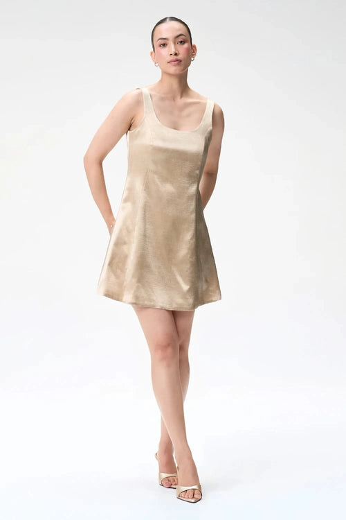 Champagne Mini Dress with Bubble Sleeve Crop Jacket