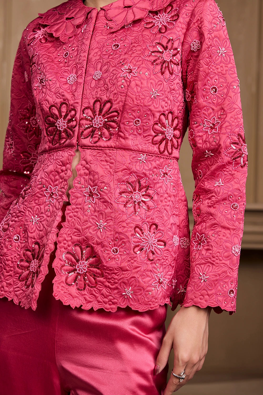 Fuchsia Metallic Quilted Jacket