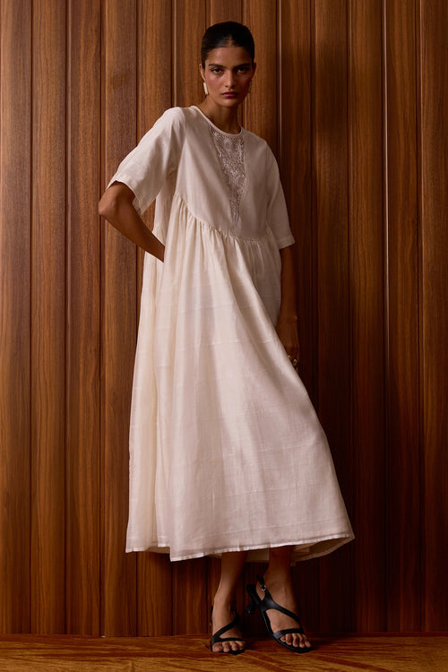 Callisto White Handwoven Dress
