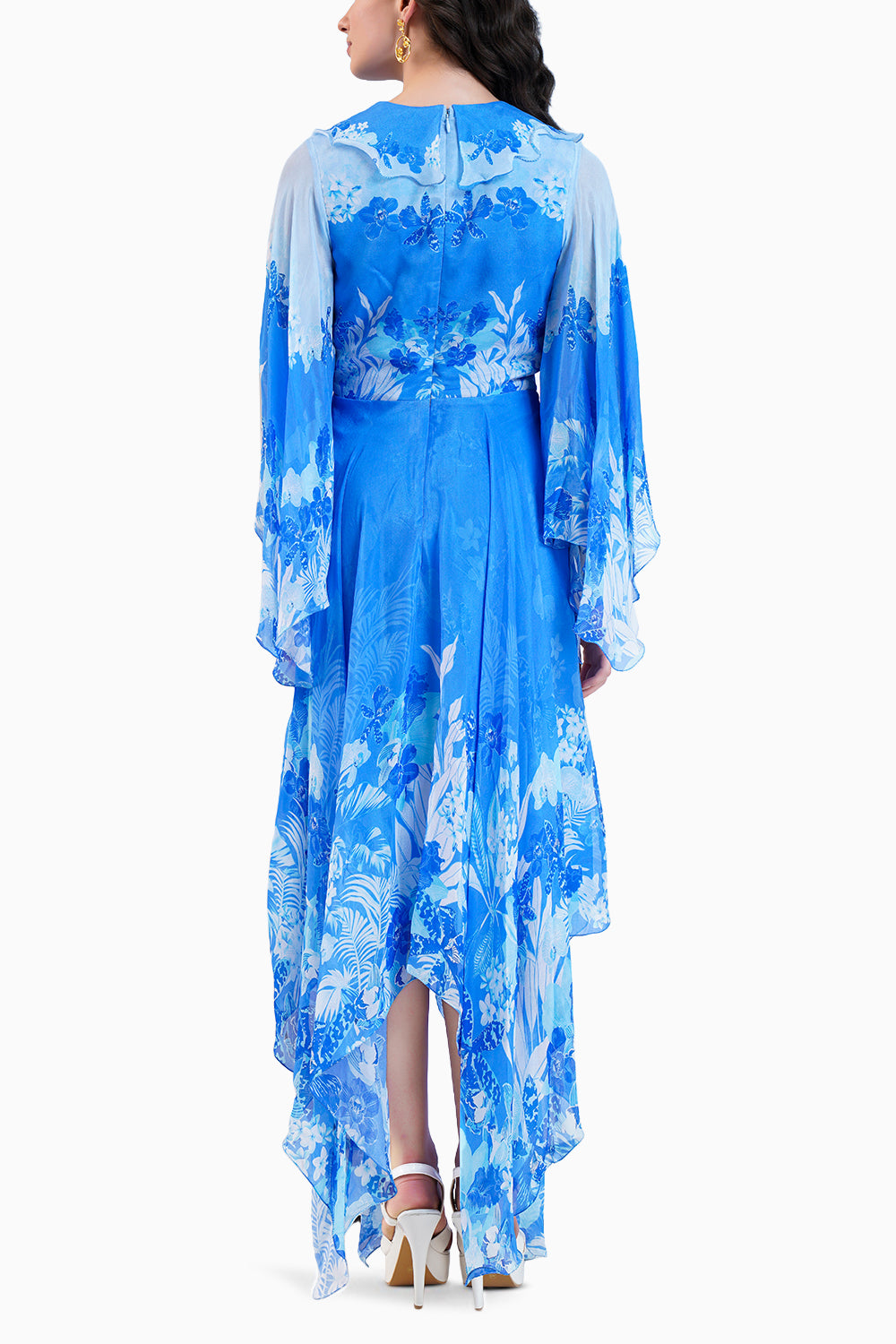 Blue Sapphire Printed High Low Dress