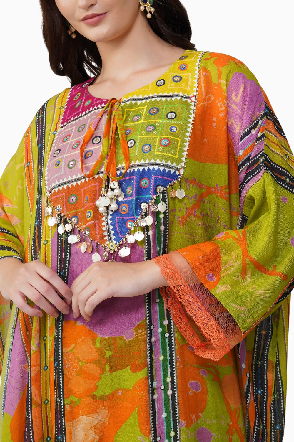 Banjara Bloom Asymmetric Kaftan Set