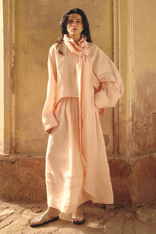 Rumi Tie Up Peach Shirt