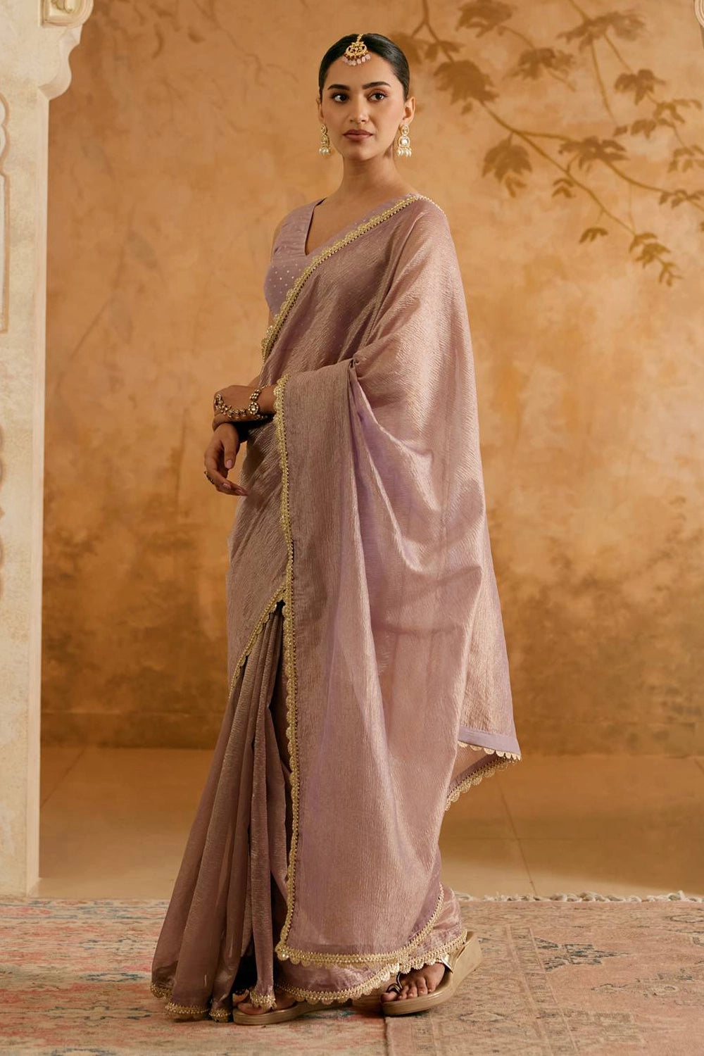 Soft Lilac Crush Tissue Saree