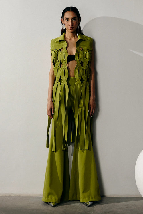 Wasabi Loop Trench With Wasabi Bell Bottom Pants