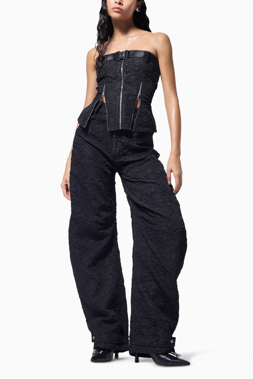 Charcoal Crushed Corset Set