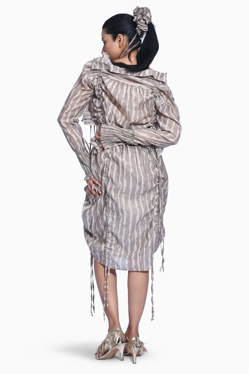 Grey Ruched Skirt Set