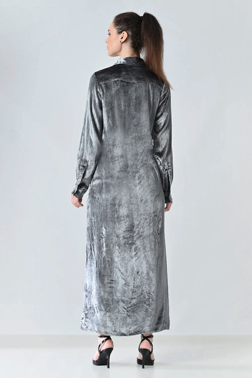 Mercury Grey Sheen Shirt Dress