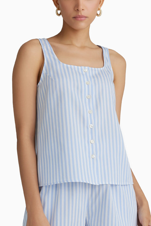 Blue Striped Sleeveless Top