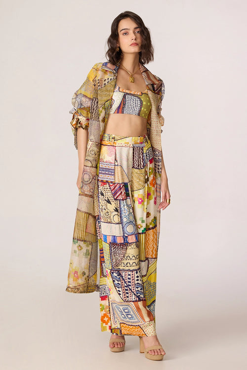 Multi Belen Trench With Multi Juniper Bustier With Multi Jeja Trousers
