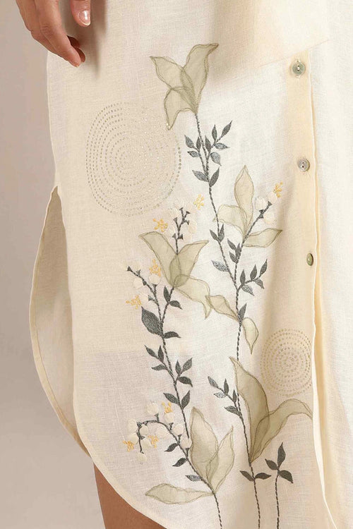 Honey Suckle Tie Off-White Dress