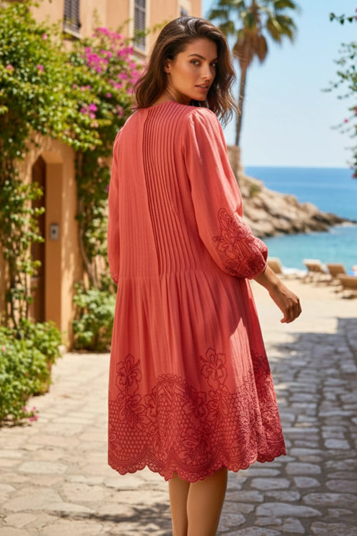 Scarlet Embroidered Dress