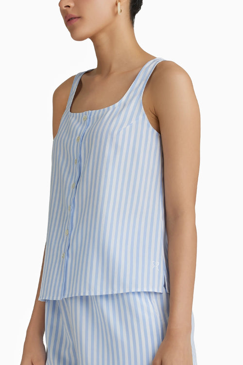 Blue Striped Sleeveless Top