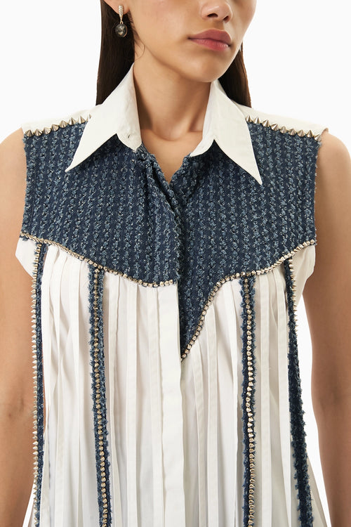 Denim Stud Tassel Shirt