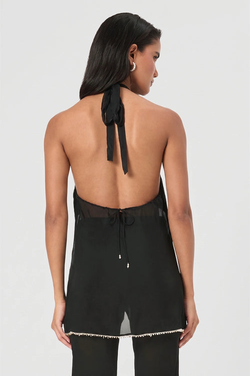 Midnight Shell Trim Halter Top