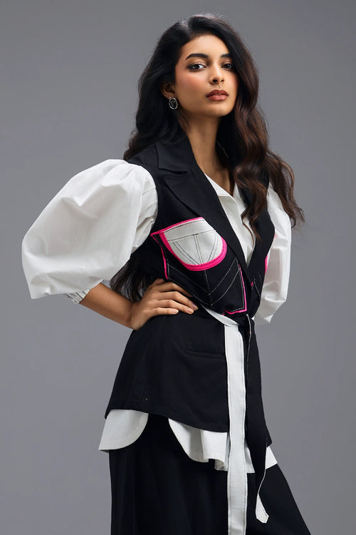 Black Sleeveless Tailored Vest