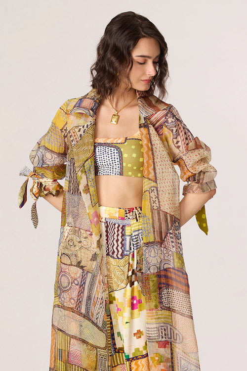 Multi Belen Trench With Multi Juniper Bustier With Multi Jeja Trousers
