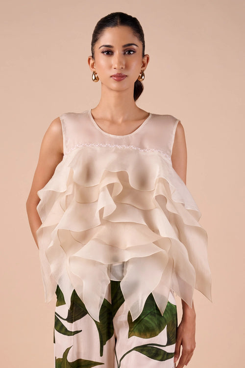 Organza Layer Ruffle Top