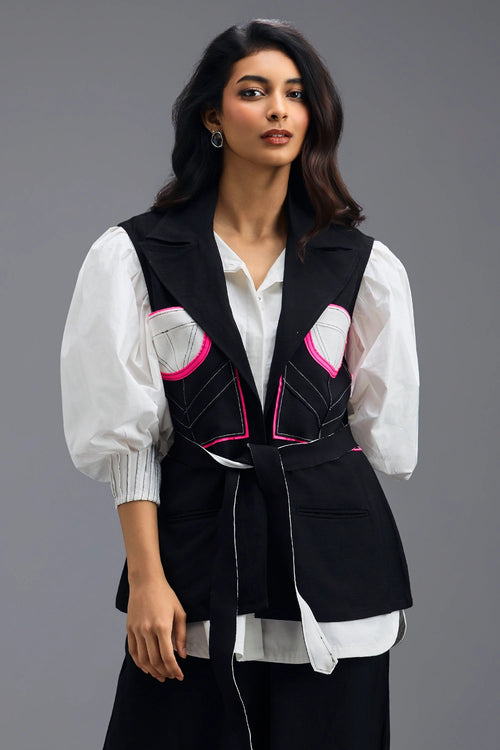 Black Sleeveless Tailored Vest