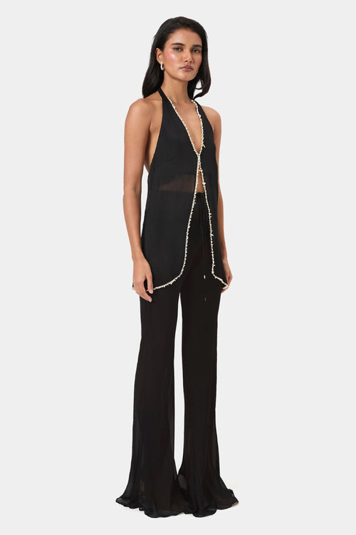 Midnight Shell Trim Flared Trousers
