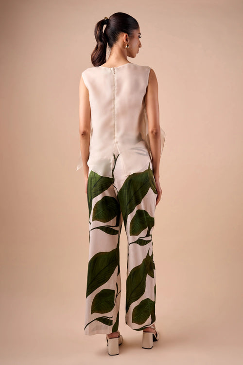 Organza Layer Ruffle Top with Cotton Leaf  Pant