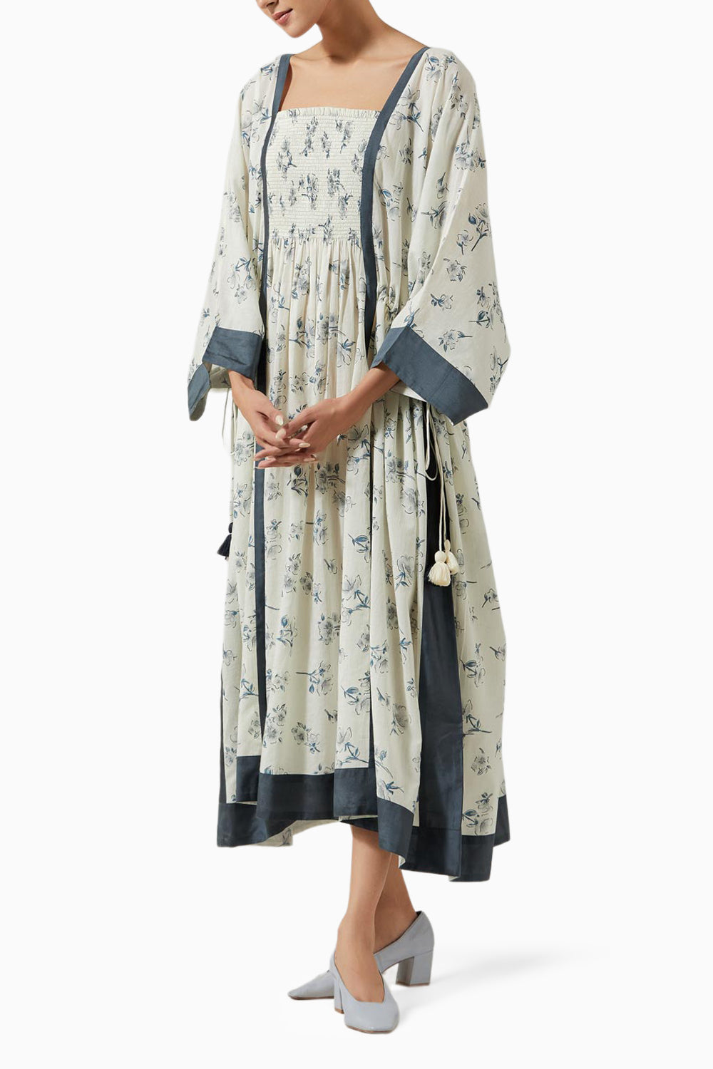 Ivory & Grey Printed Kaftan