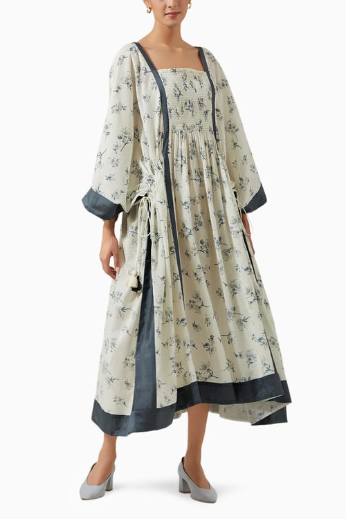 Ivory & Grey Printed Kaftan