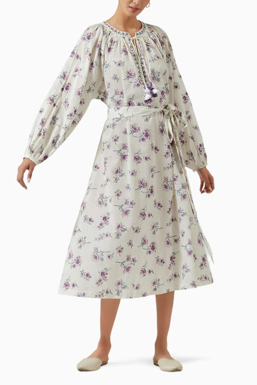 Ivory & Lavender Printed Dress