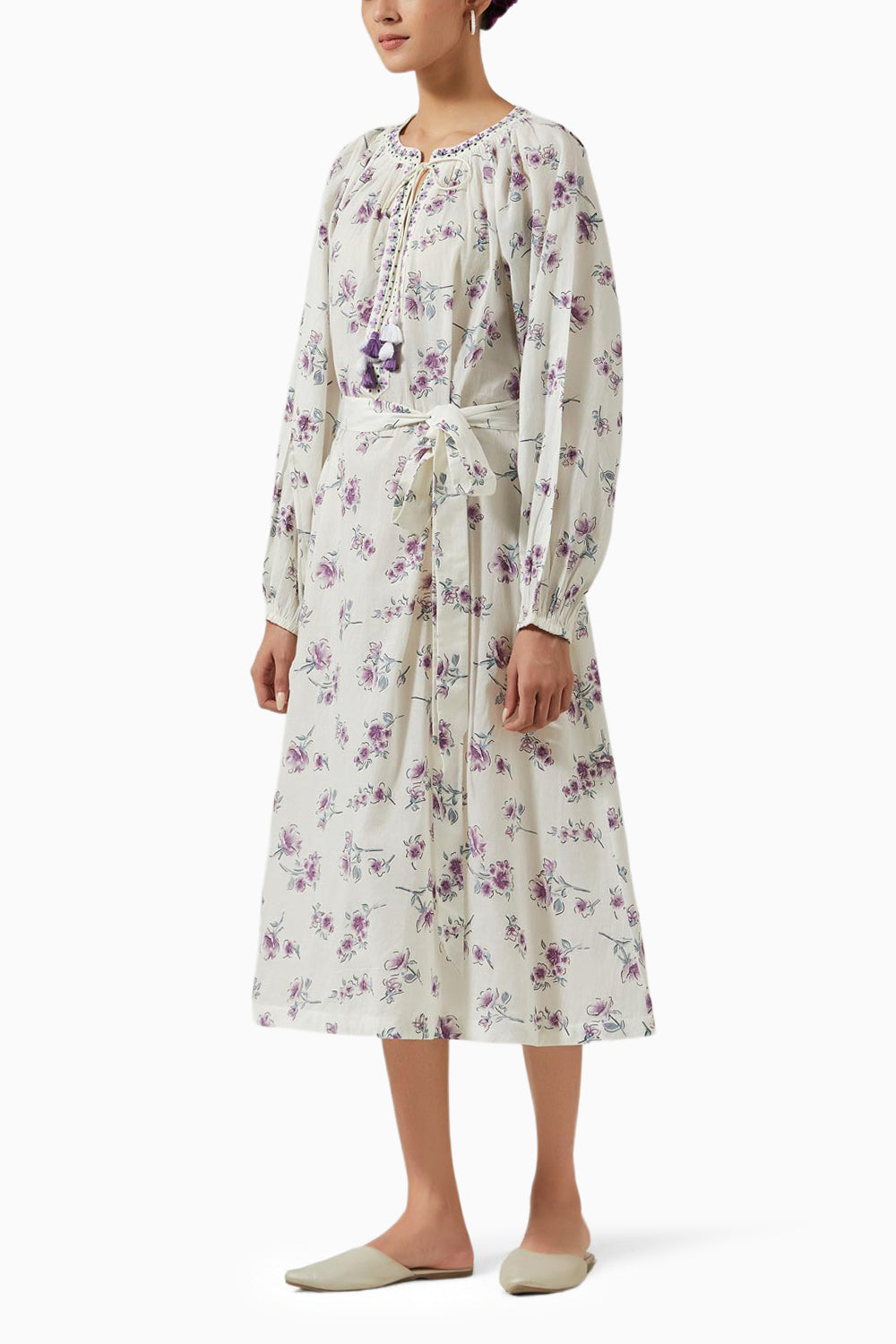 Ivory & Lavender Printed Dress