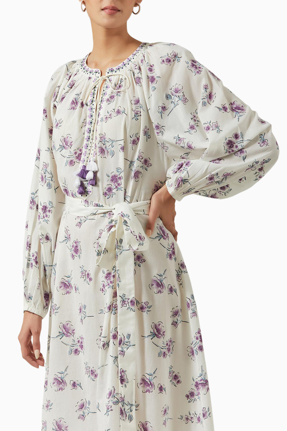 Ivory & Lavender Printed Dress