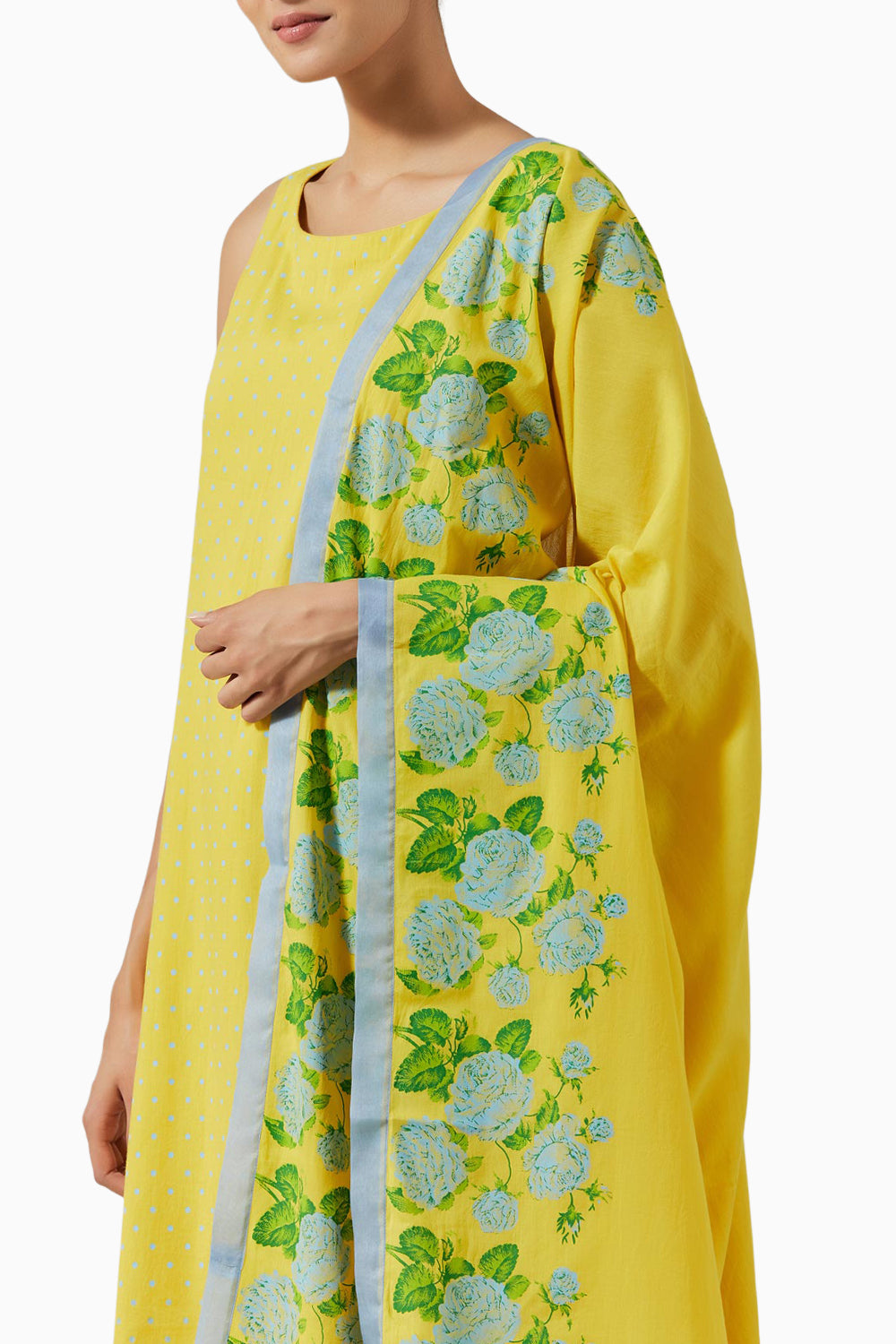 Yellow & Green Printed Kurta Set