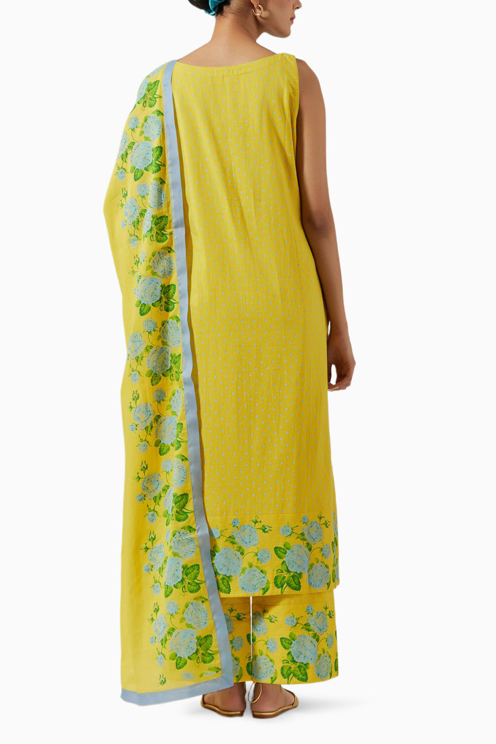 Yellow & Green Printed Kurta Set