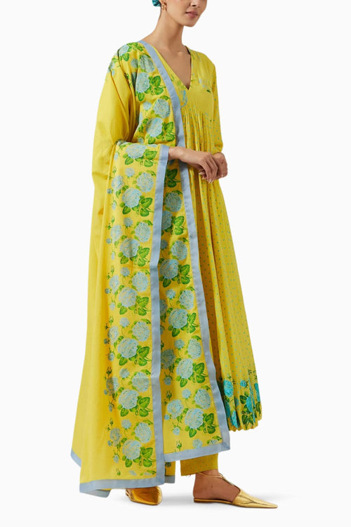 Yellow & Green Kurta Set